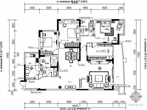 [湖南]现代简约风格三室装修施工图（含效果）