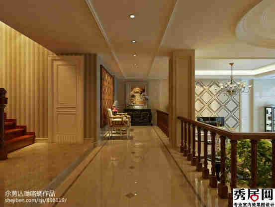三层楼炳楼与三楼楼梯不是连着造型装扮图 欧式风耕二楼过道正对三楼楼梯口装修图