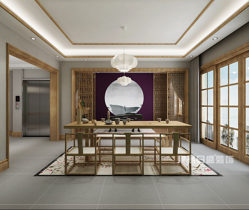 中式装修效果图集_自助餐厅装修效果工业风图_中式板粟色装修效果图