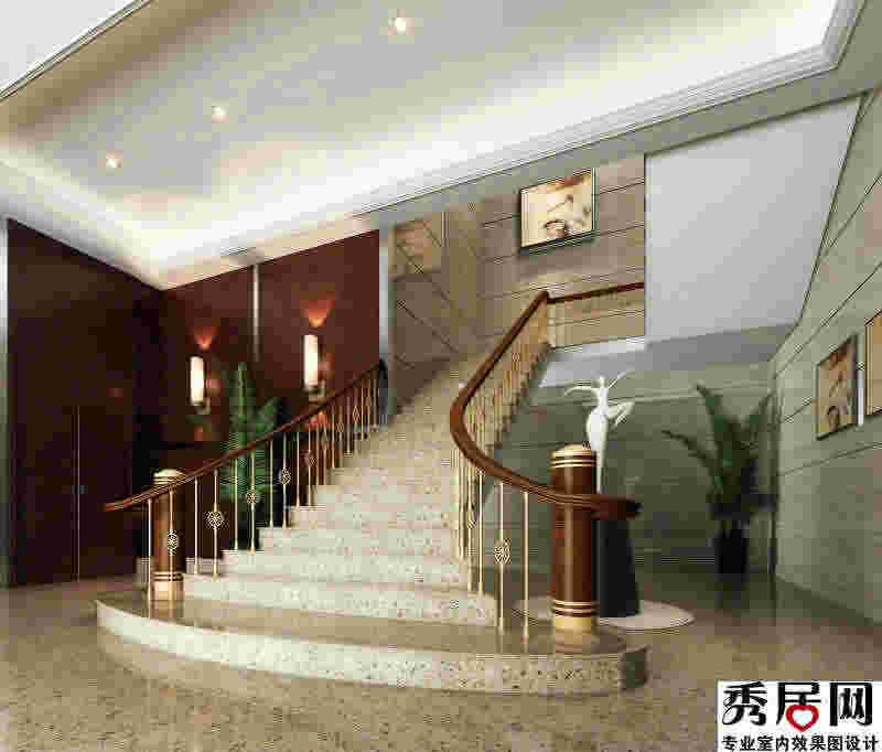售楼部疮面楼梯宽度装修效果图 实木楼梯矾楼梯踏步设计图片