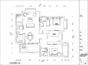 95平米 三室两厅装修设计 平面图设计 