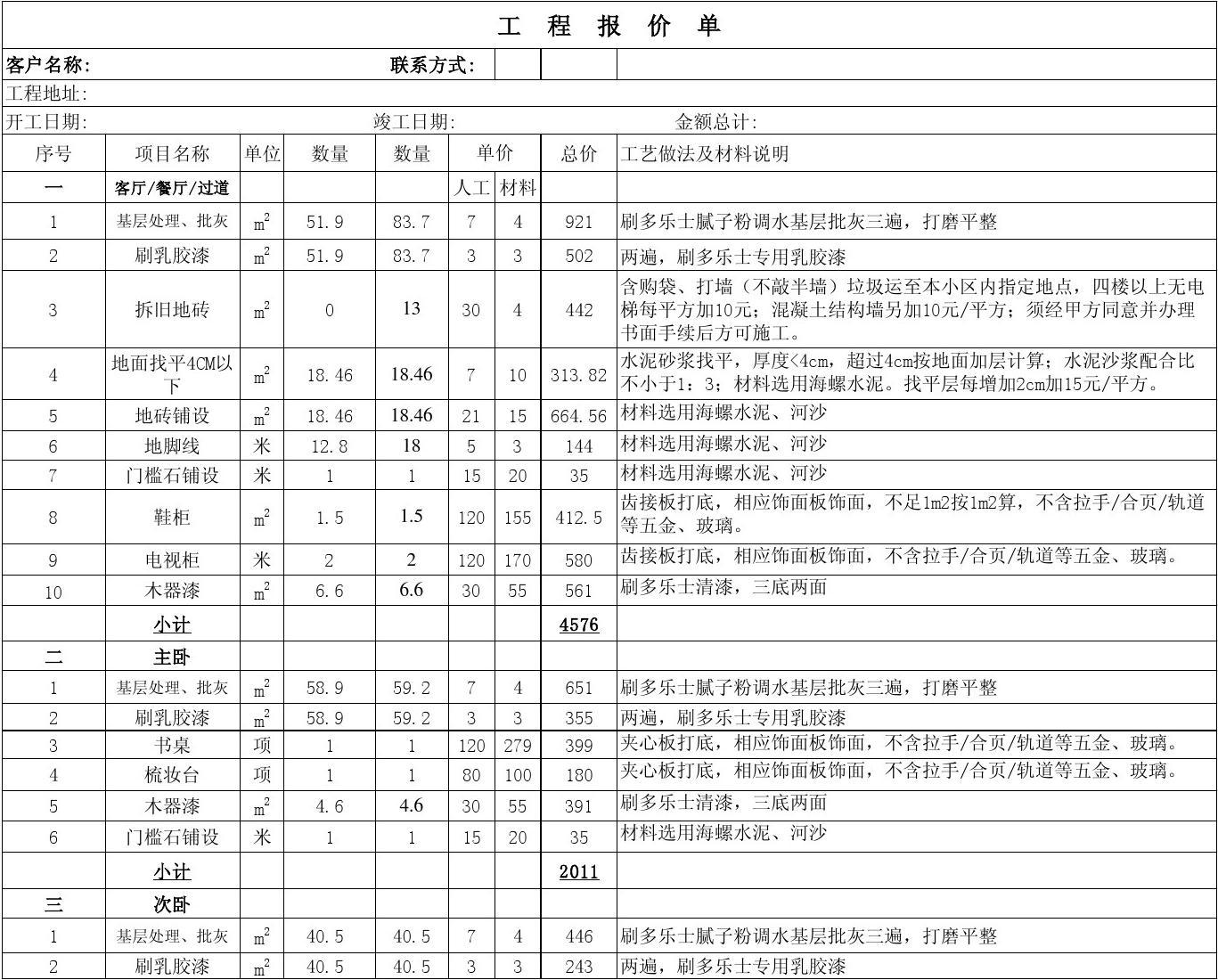 包工包料木工装修报价单_装修水电安装单包价格_佛山装修报价 全包 包哪些