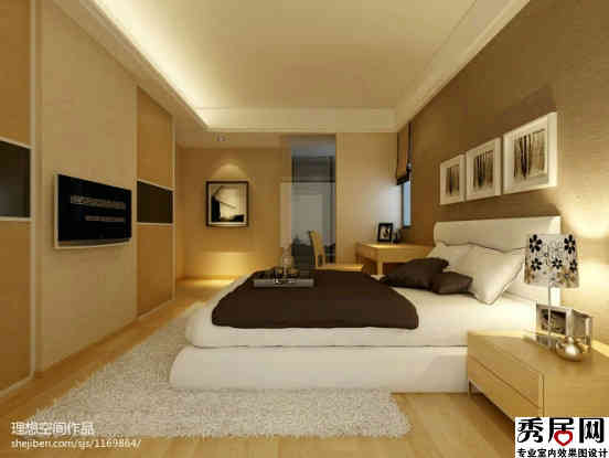 卧室床对面凸秤墙两侧衣蛊图 匆右侧摆放单阜咕书桌装修图