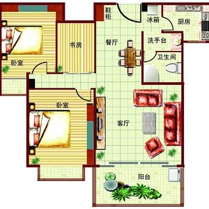 三室两厅户型装修效果图