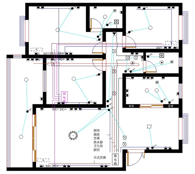 装修吊顶线路排线图图片