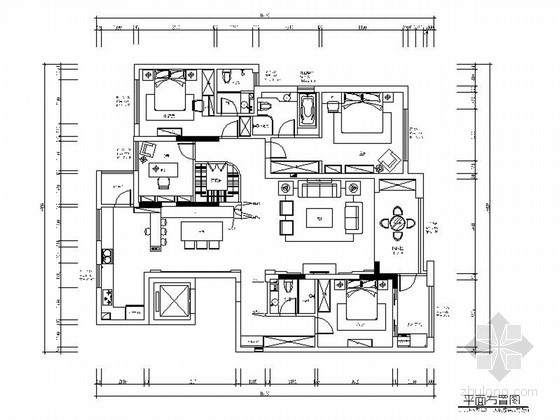 [江苏]190平英式田园风格4室2厅室内设计装修施工图（含软装效果）