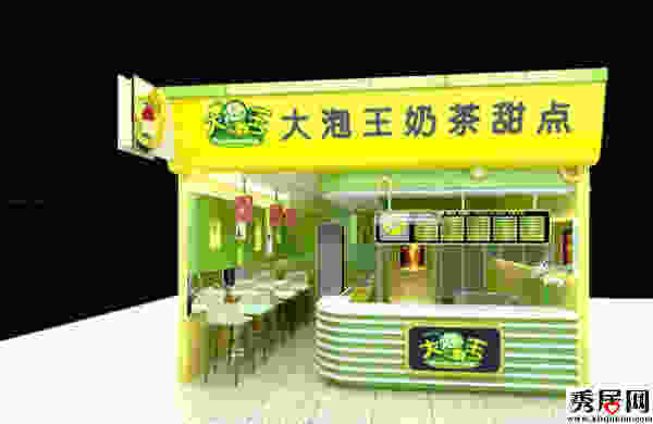 移动式奶茶车小屋装修效果图 室外露天奶茶剃面门头招牌装修设计图片