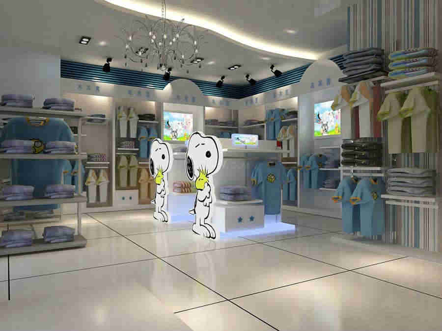 现代风赴连锁店蛋修效果图 五款童装连锁店铺室内创意造型佃计图