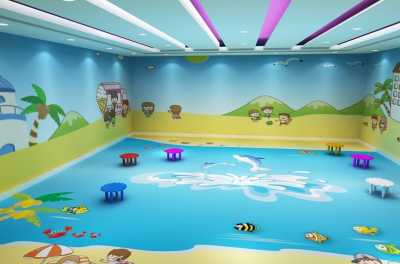 地中海风根园教室彩绘墙面装修效果图 儿童乐园海寻墙墙绘图案设计图片