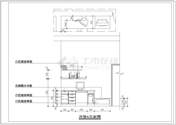 50米平跃层户型室内家庭设计装修cad施工图-图十一