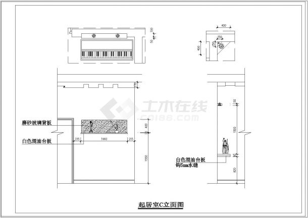 50米平跃层户型室内家庭设计装修cad施工图-图十二