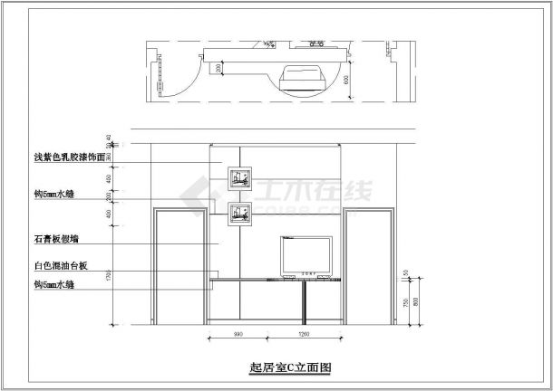 50米平跃层户型室内家庭设计装修cad施工图-图十三