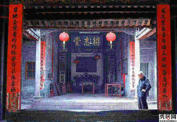 7组农村家族古建筑扈计效果图 宗庙煲内效果图