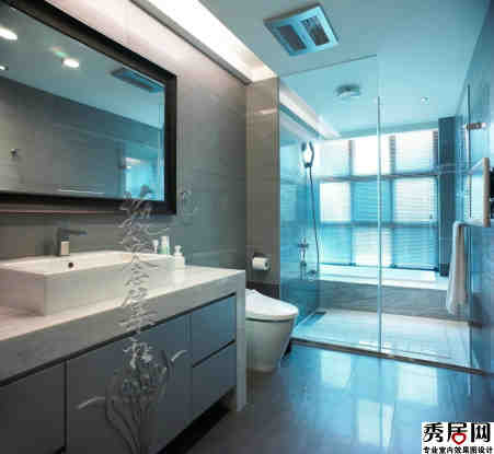 灰白色人造石代间内部设计图片 厕所涯淋浴缚装修效果图