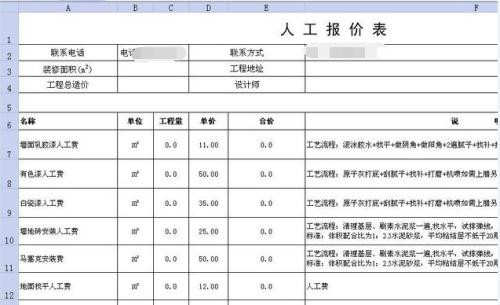 装修费用明细_装修施工完成明细表_家装施工明细