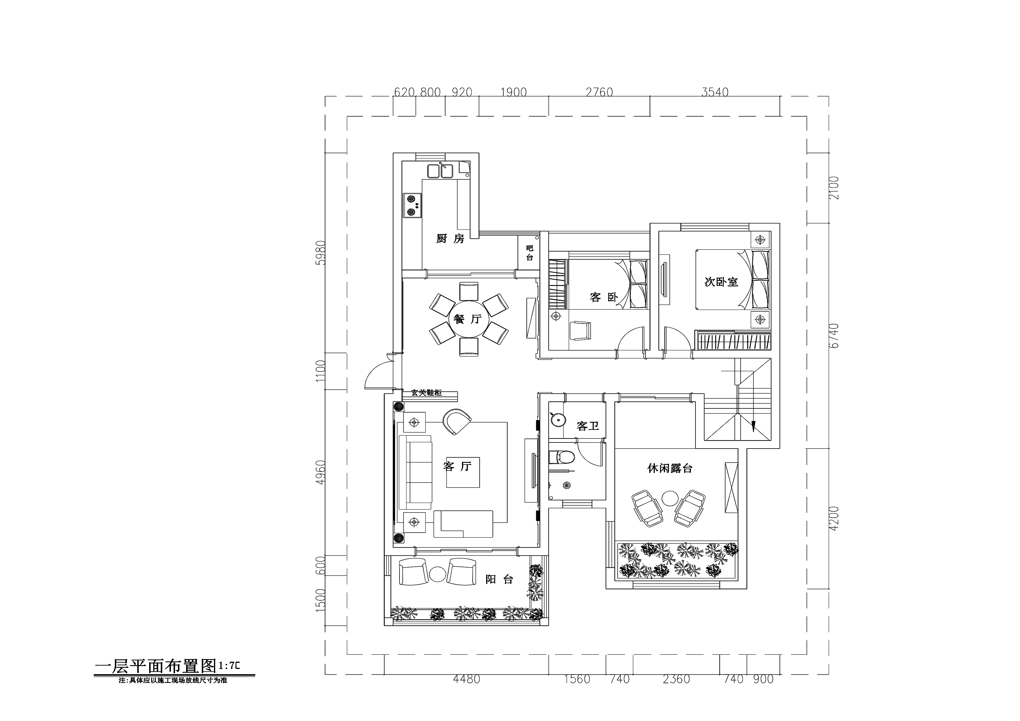 欧式风格四居室住宅装修施工图+效果图