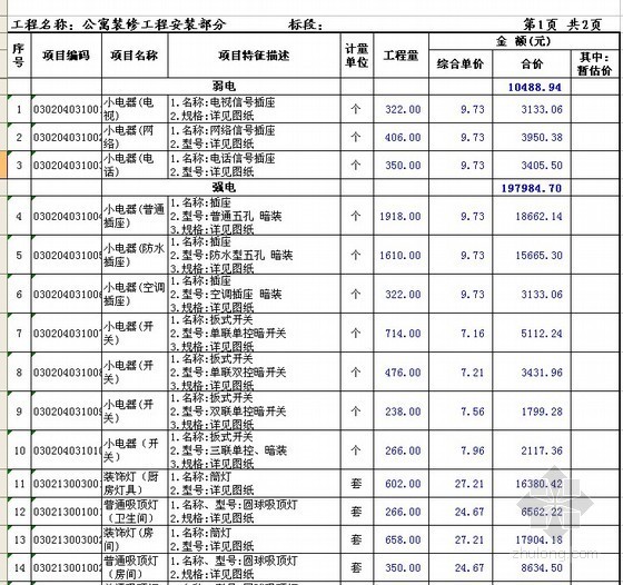 [江苏]18层公寓精装修工程投标报价书（含安装工程）附图纸