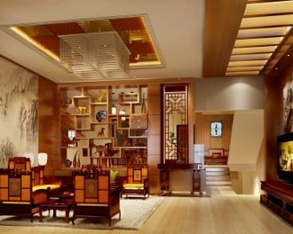 装修设计博物架_古董架装修效果图_博物架隔断效果图