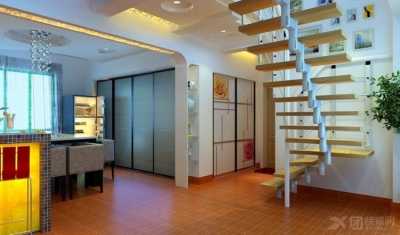 家装室内转角楼梯尺寸装修效果图 50平小复式loft客厅悬空楼梯安装设计图片