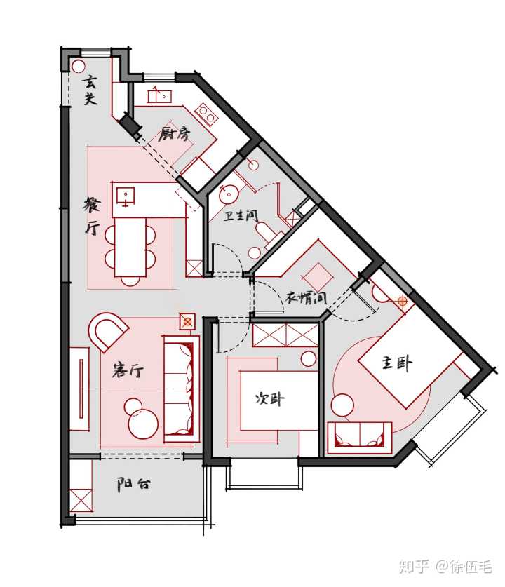 小户型大空间完美小户型卧室设计_三角形户型装修设计_小户型枪形房子的装修图例
