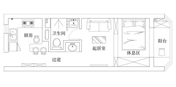 大华铂金华府户86平方型图_35平一室户装修设计_中间户装修效果图片