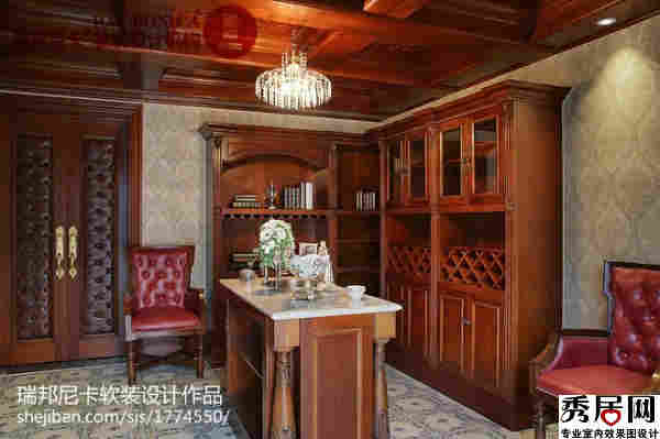 走廊过道墙角摆放对角酒架造型设计图 欧式风溉位置酒架吧台组合装修图