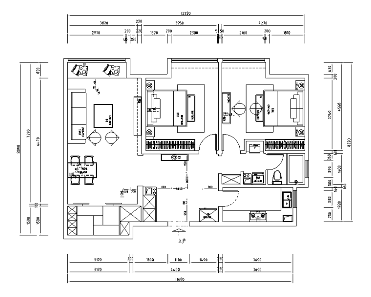 全套欧式风格样板间施工图（含效果图）