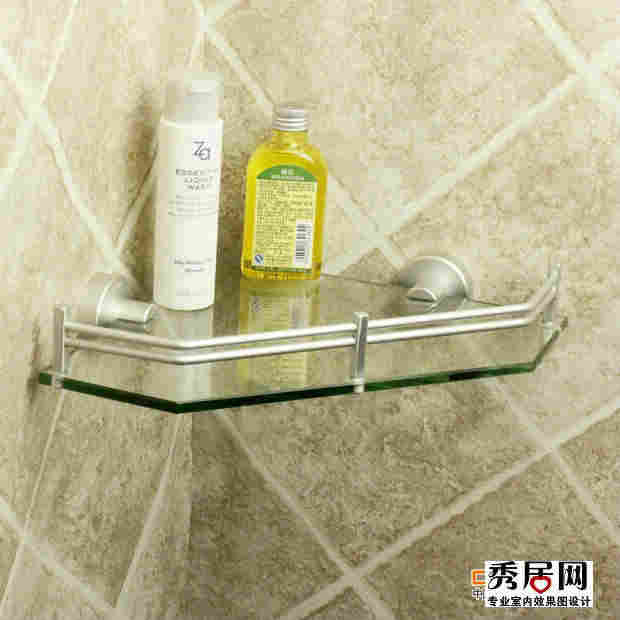 卫生间三角置物架尺寸安装效果图 不锈钢玻璃托架装修设计图片