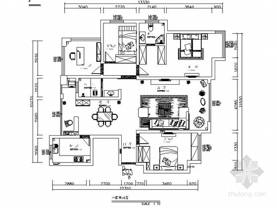 [重庆]温馨现代简约四居室装修设计施工图（含效果）