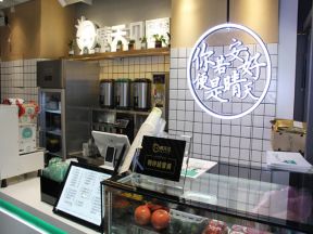  奶茶店吧台装修图 2019奶茶店吧台设计