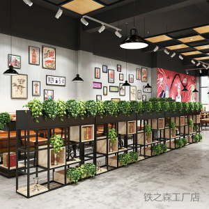 铁艺落地隔板置物架多层货架客厅花架餐厅隔断屏风展示架现代简约