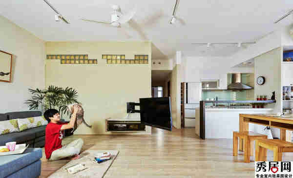 客厅安装可调方向的电视的装修样板图 客厅餐厅一体化的装修效果图