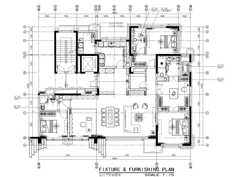 北京葛洲坝高层230户型平层样板间施工图