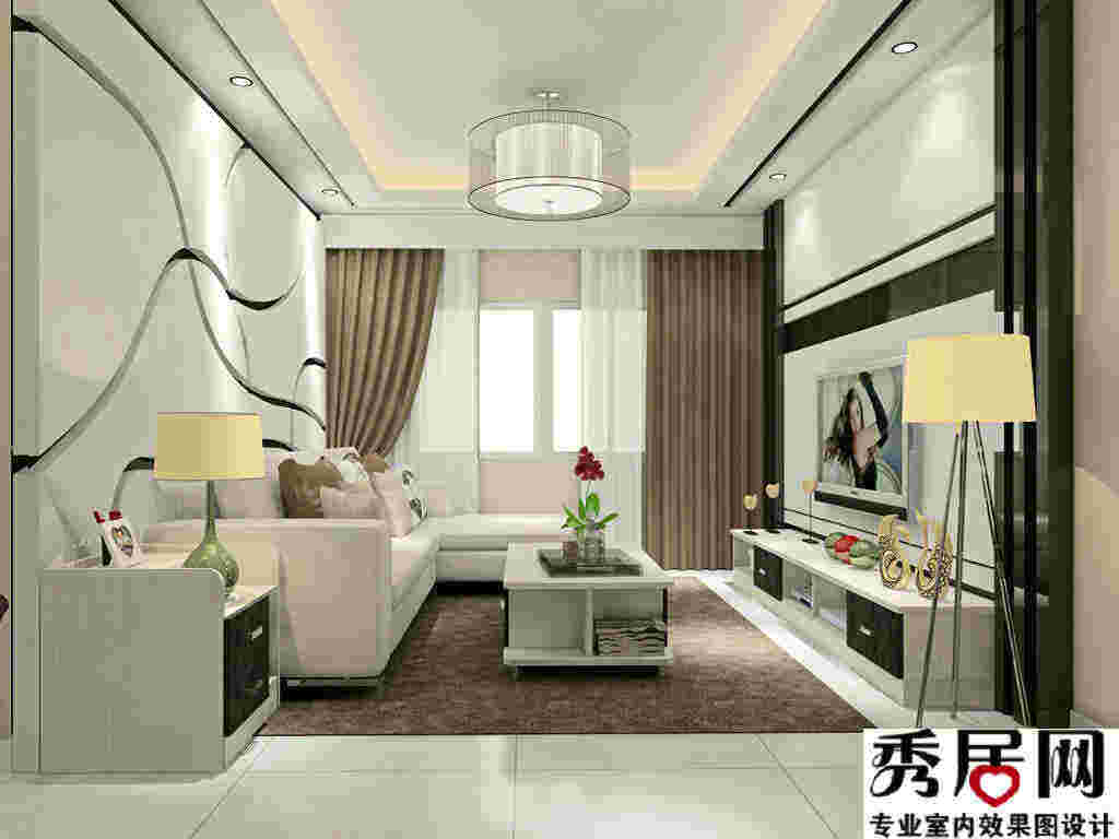 中式风格客厅轻质隔墙板电视背景墙装修图 生态实木轻质隔墙板电视墙装修效果图