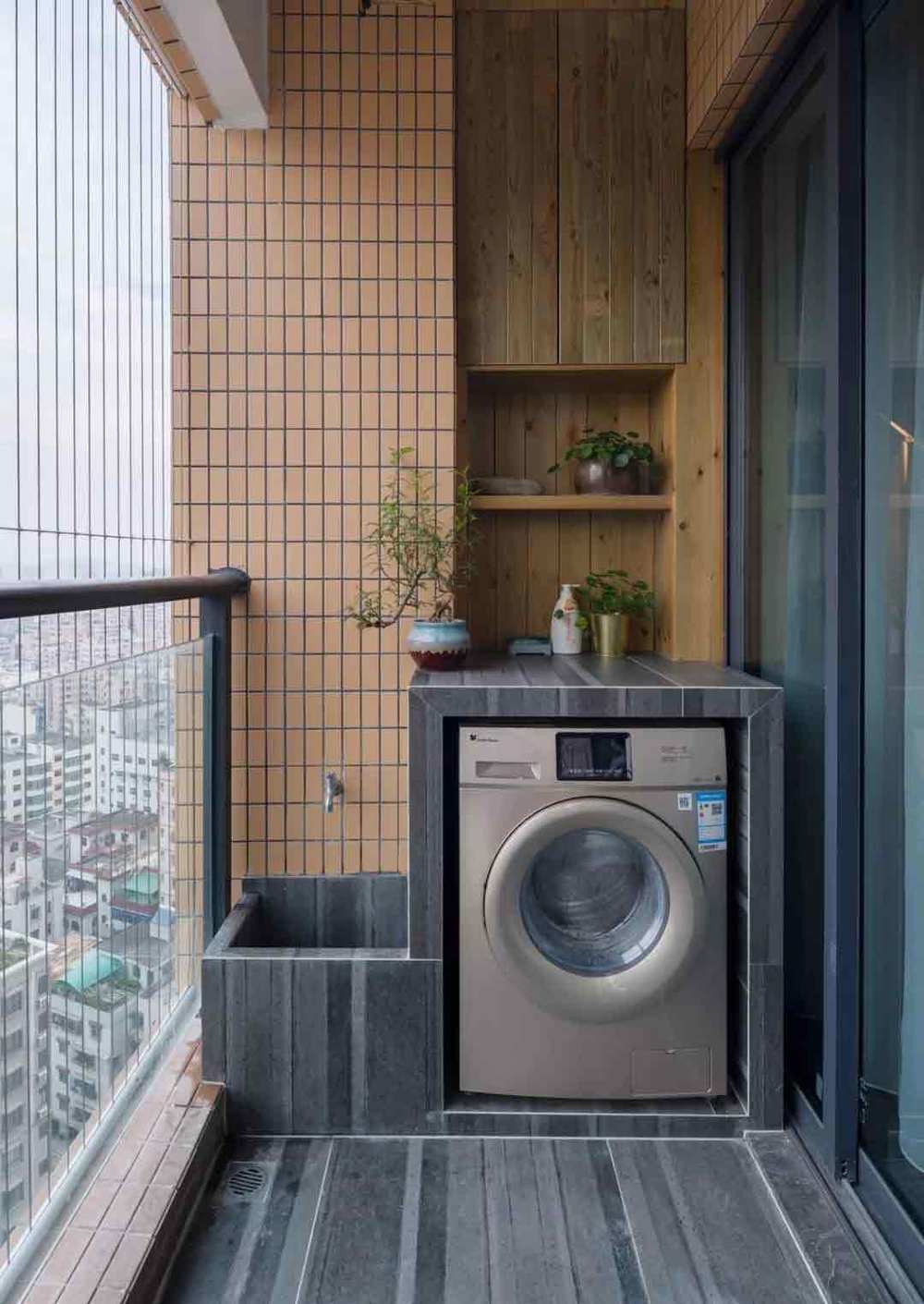 阳台洗衣机和拖把池图_自助餐厅装修效果工业风图_自做拖把池装修效果图