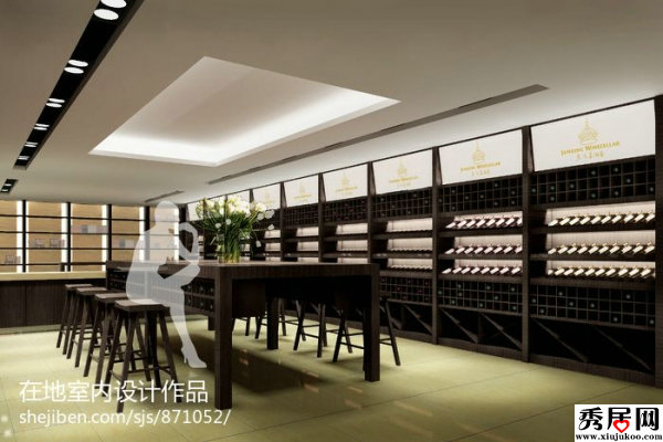 进口葡萄酒专卖店面装修设计效果图 国外高档红酒庄店铺展柜装修效果图