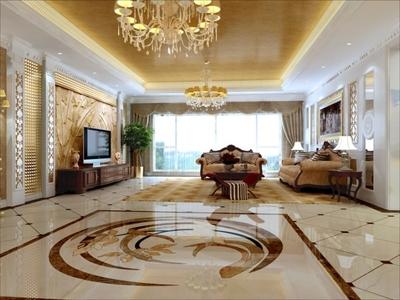 金色奢华欧式客厅电视背景墙装修效果图 让您立马变“土豪”5