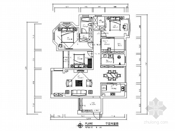 精品简约现代风格四居室室内装修设计施工图