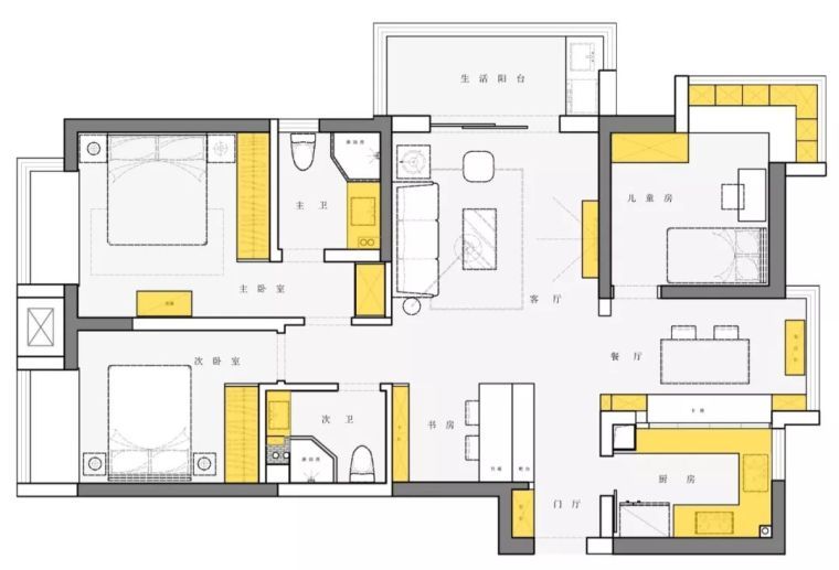 105m²北欧三房，独特的室内窗让空间明亮通透！