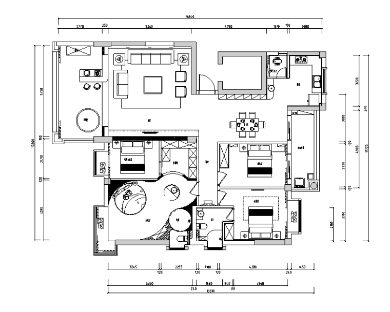 现代简约风三居室住宅设计施工图（附效果图）