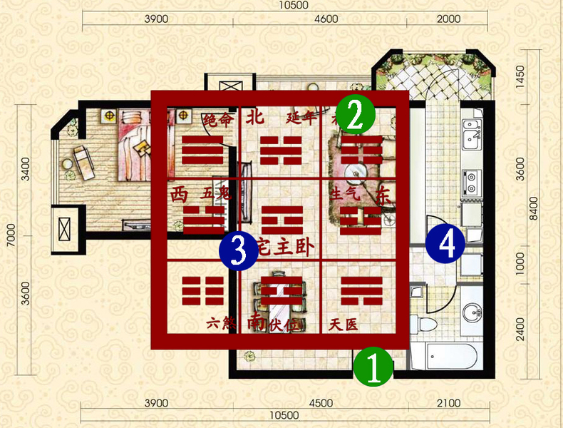 乾命住宅吉凶方位图图片